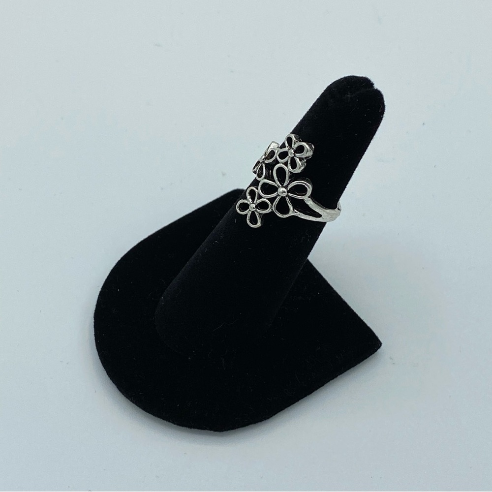 Silver Floral Large Bohemian Flower Ring - Picture 2 of 6
